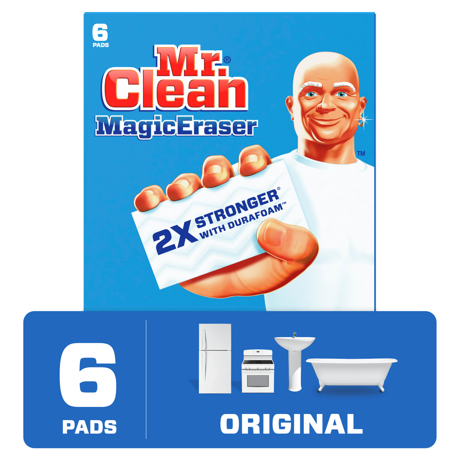 slide 1 of 5, Mr. Clean Original Magic Eraser Scrubber, Cleaning Pad, 6 count, 6 ct
