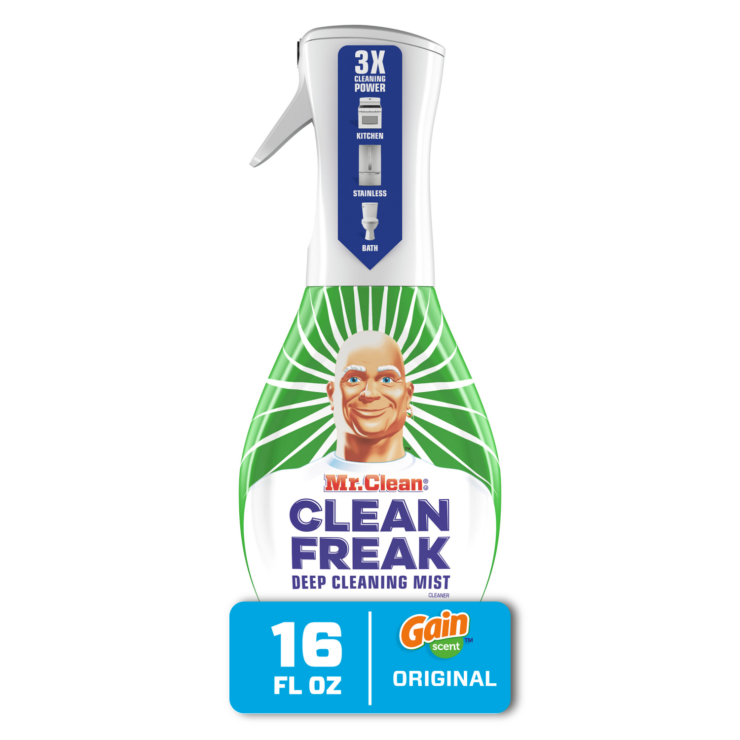 slide 1 of 5, Mr. Clean Clean Freak All Purpose Cleaner Spray, Multi-Surface Cleaning, Gain, Refill, 16oz, 16 fl oz