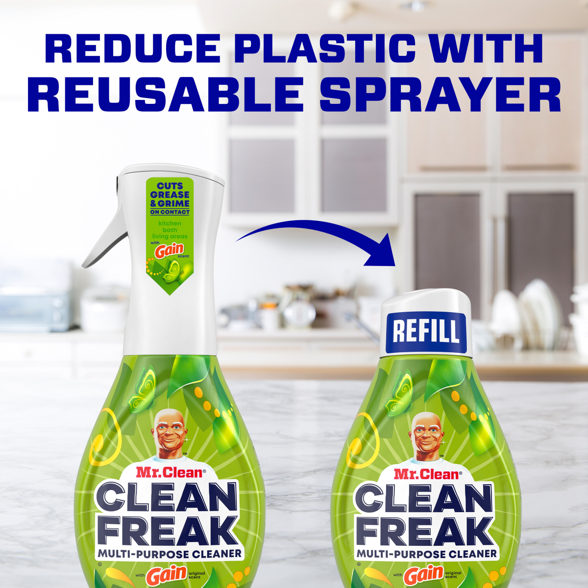 slide 2 of 29, Mr. Clean, Clean Freak Deep Cleaning Mist Multi-Surface Spray, Gain Original Scent Refill, 16 fl oz