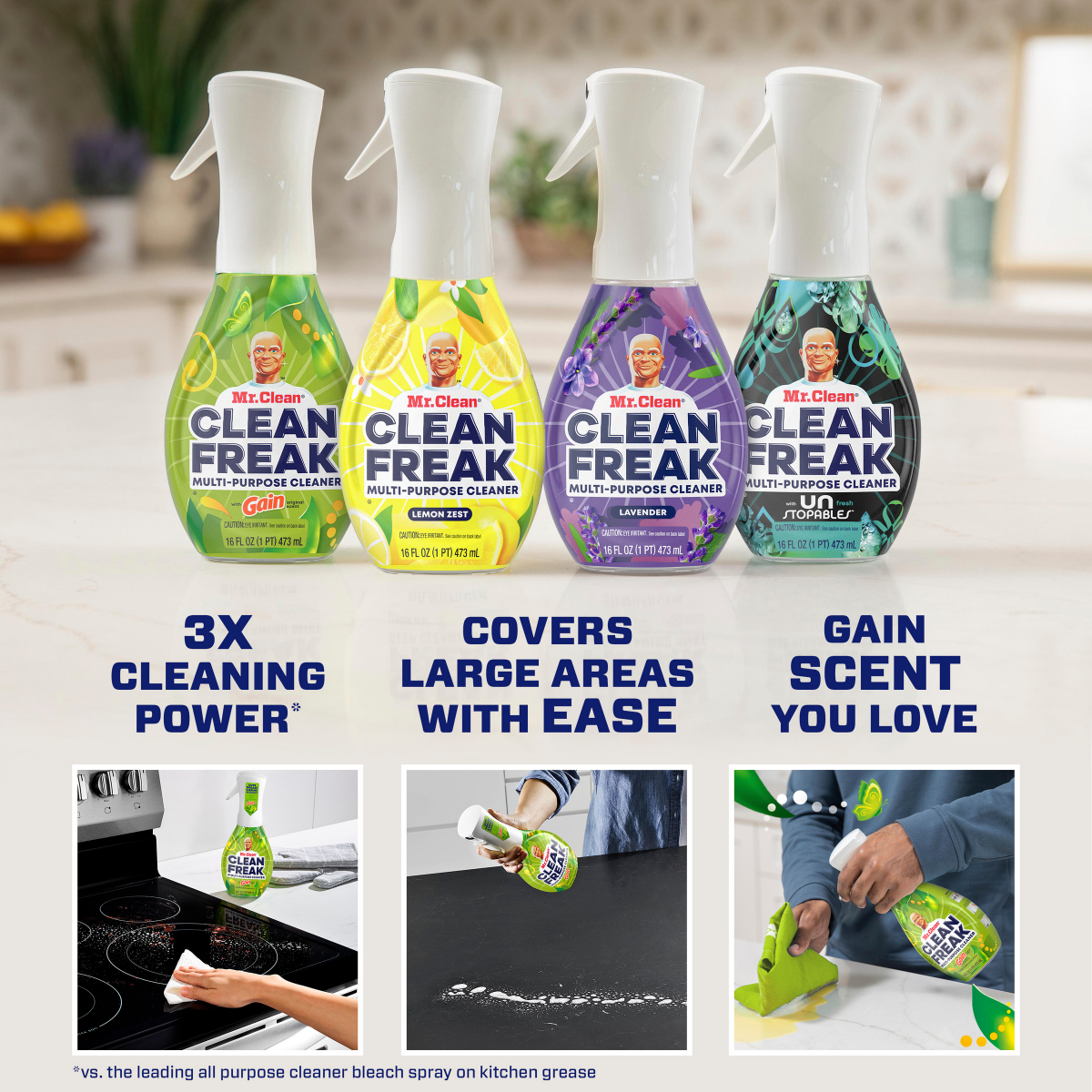 slide 9 of 29, Mr. Clean, Clean Freak Deep Cleaning Mist Multi-Surface Spray, Gain Original Scent Refill, 16 fl oz
