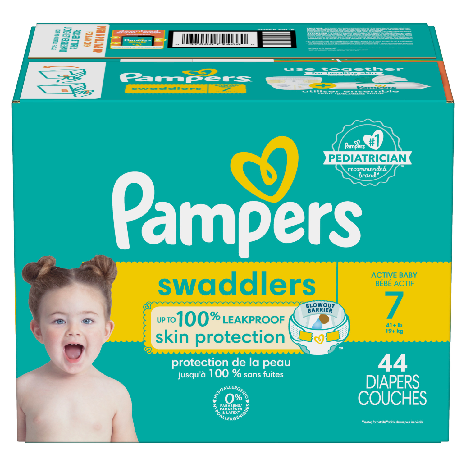 slide 3 of 8, Pampers Swaddlers Active Baby Diapers, Size 7, 44 Count, 44 ct
