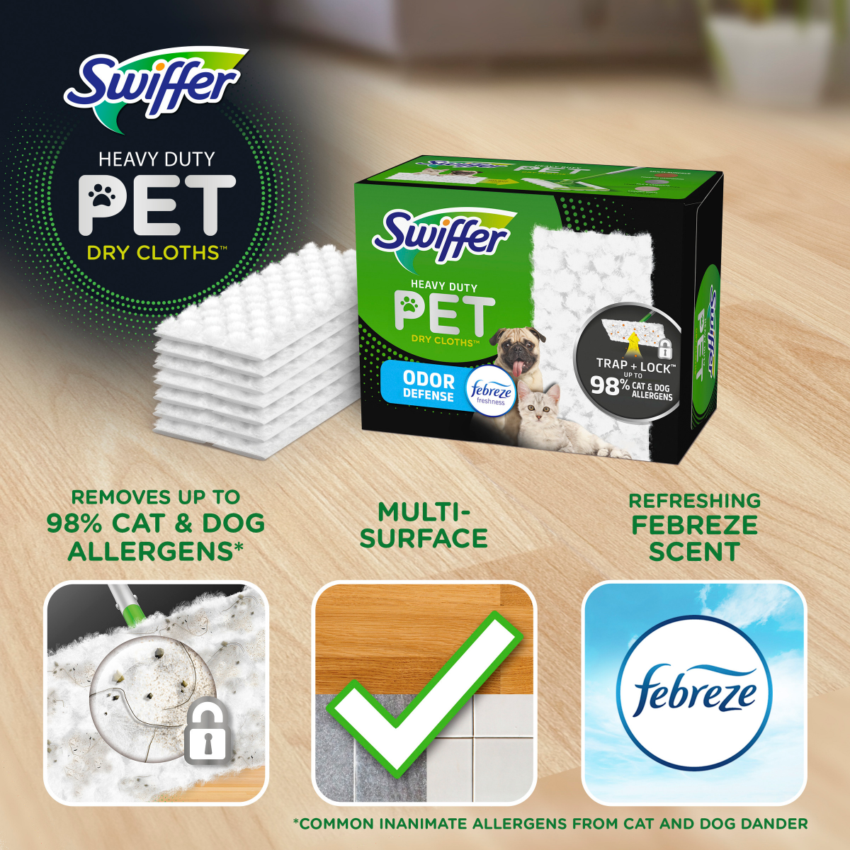 slide 12 of 29, Swiffer Pet Heavy Duty Dry Sweeping Cloths 10 ea, 10 ct