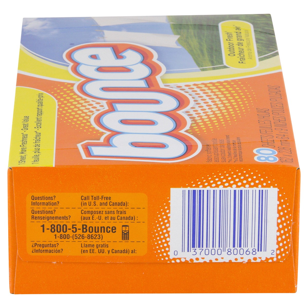slide 5 of 6, Bounce Dryer Sheets, Outdoor Fresh, 80 count, 80 ct