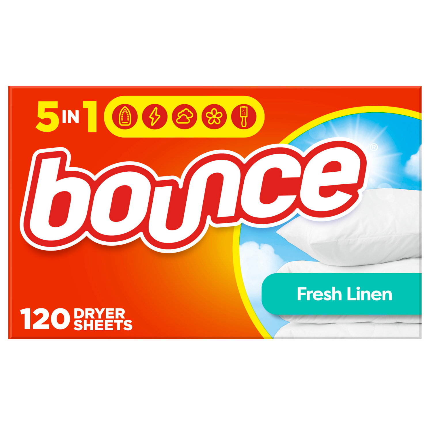 slide 1 of 5, Bounce Fabric Softener Sheets, Fresh Linen Scent, 120 Count, 120 ct