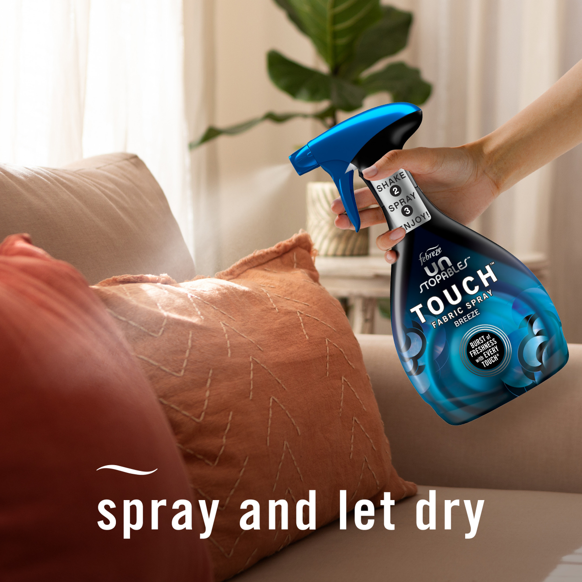 slide 5 of 8, Downy Unstopables Febreze Unstopables Touch Fabric Spray and Odor Eliminator, Breeze, 16.9 oz, 16.9 fl oz