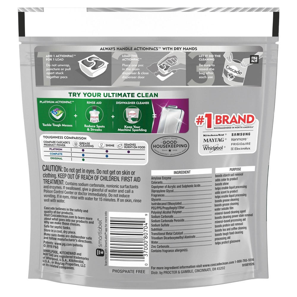 Cascade Platinum ActionPacs Dishwasher Detergent Pods, Fresh, 14 Count 14 ct Shipt