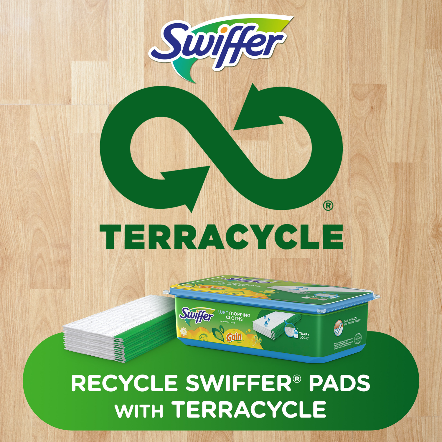 slide 3 of 5, Swiffer Sweep + Mop, Wet Pads Refill, Floor Cleaner, Cleaning Cloths, Gain, 24ct, 24 ct