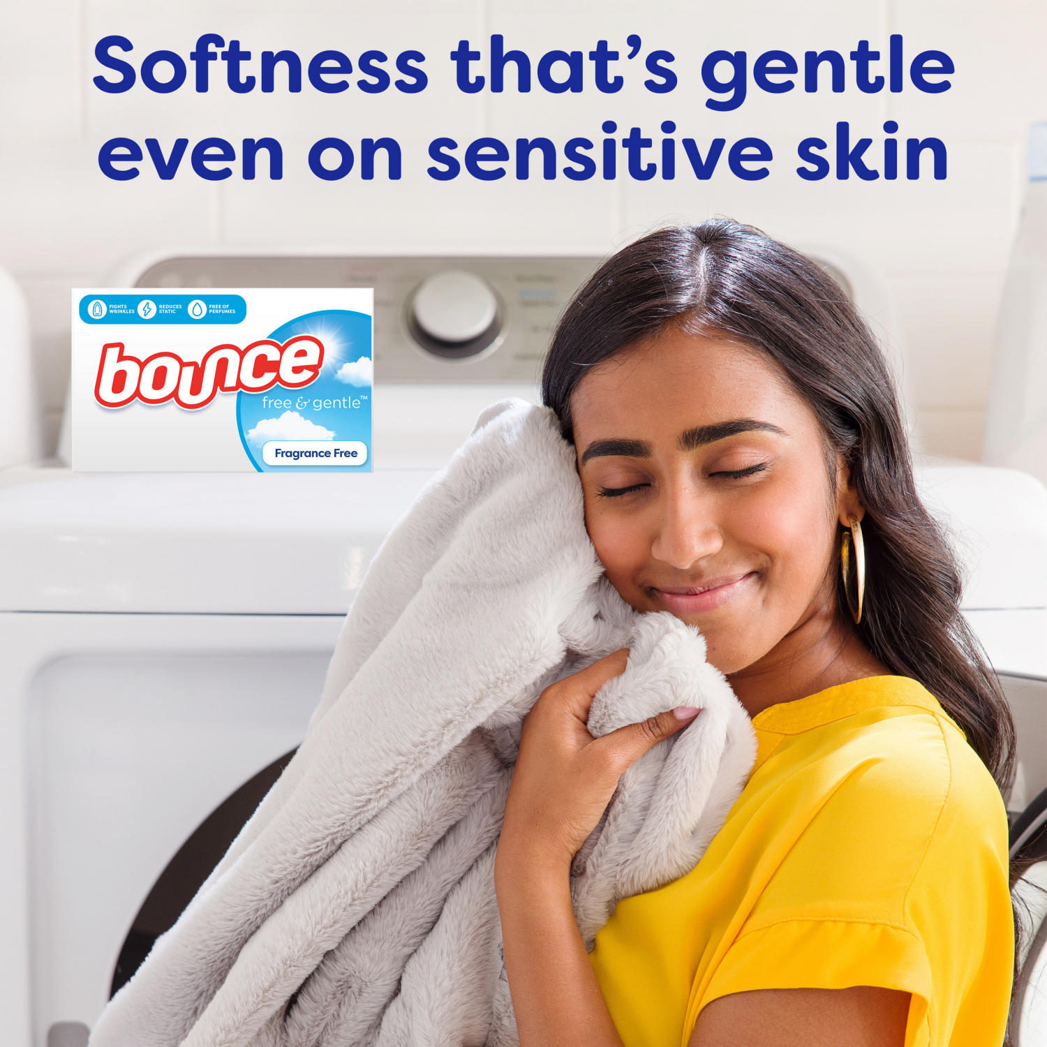 slide 5 of 8, Bounce Free & Gentle Dryer Sheets, 160 count, Unscented, Gentle on skin, Hypoallergenic Fabric Softener Sheets, Reduces Static, Softens and Fights Wrinkles, 160 ct