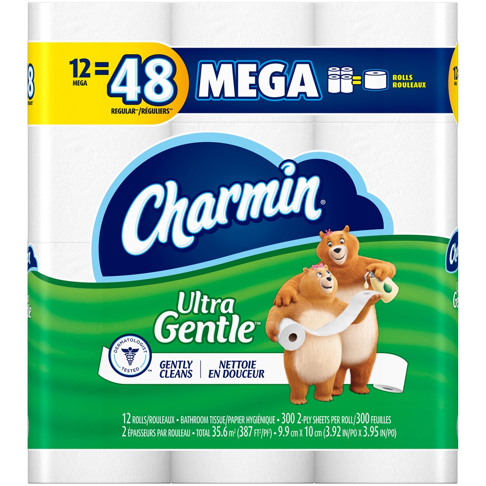 slide 2 of 4, Charmin Sensitive 2-Ply Toilet Paper Mega Rolls, 12 ct