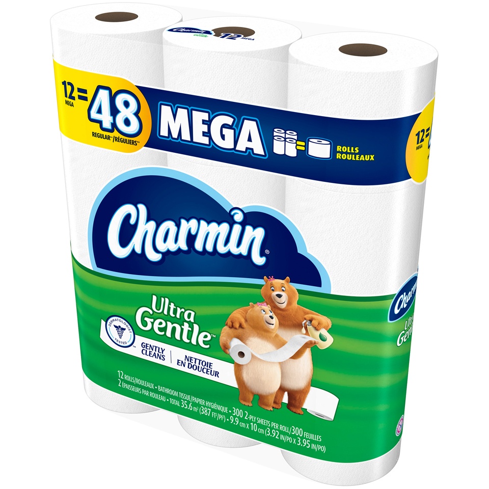 slide 4 of 4, Charmin Sensitive 2-Ply Toilet Paper Mega Rolls, 12 ct