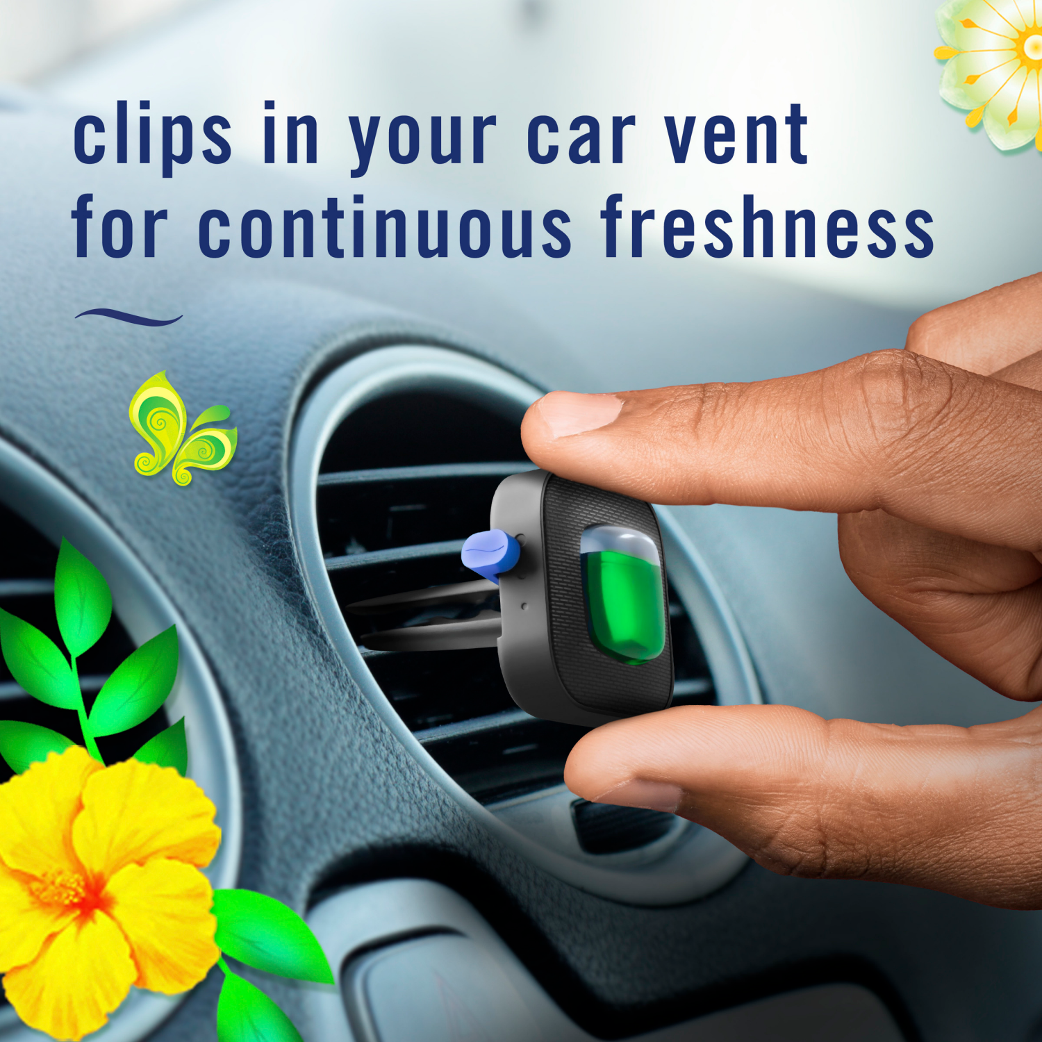 slide 2 of 8, Febreze AUTO Air Freshener, Odor-Fighting Automotive Vent Clip, Gain Original Scent, 1 Count, 0.06 oz