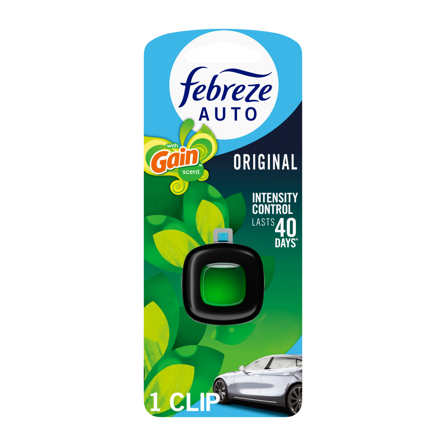 slide 1 of 5, Febreze AUTO Air Freshener, Odor-Fighting Automotive Vent Clip, Gain Original Scent, 1 Count, 0.06 oz