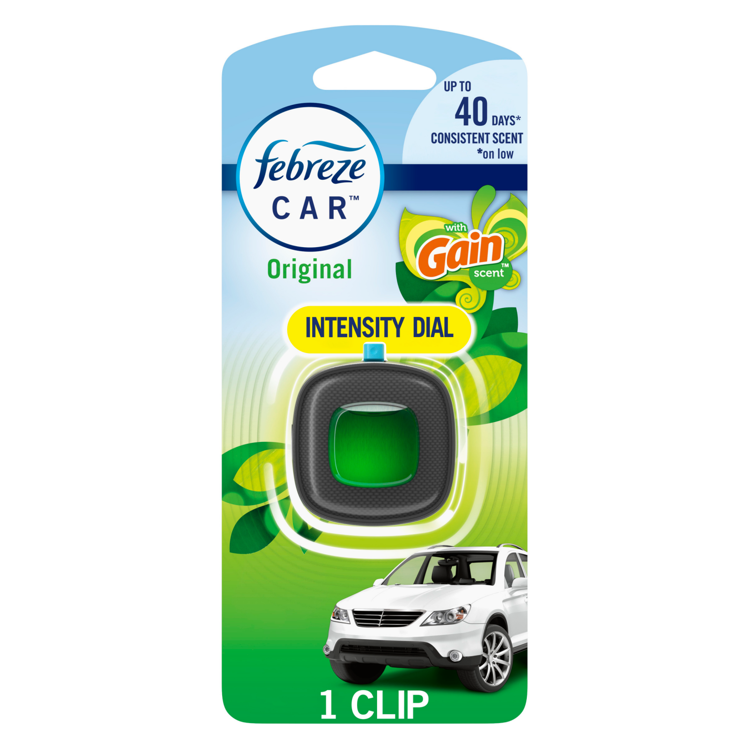 slide 1 of 8, Febreze Car Air Freshener, Odor-Fighting Automotive Vent Clip, Gain Original Scent, 1 Count, 0.06 fl oz