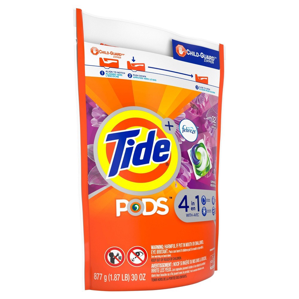 slide 2 of 3, Tide Plus Pods 4 in 1 Febreze Spring & Renewal Detergent 32 ea, 32 ct