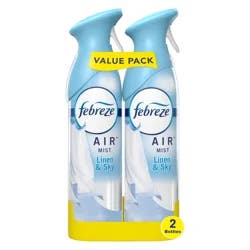 Febreze Air Freshener Spray, Odor-Fighting Room Spray, Linen & Sky Scent, 8.8oz, 2 Count