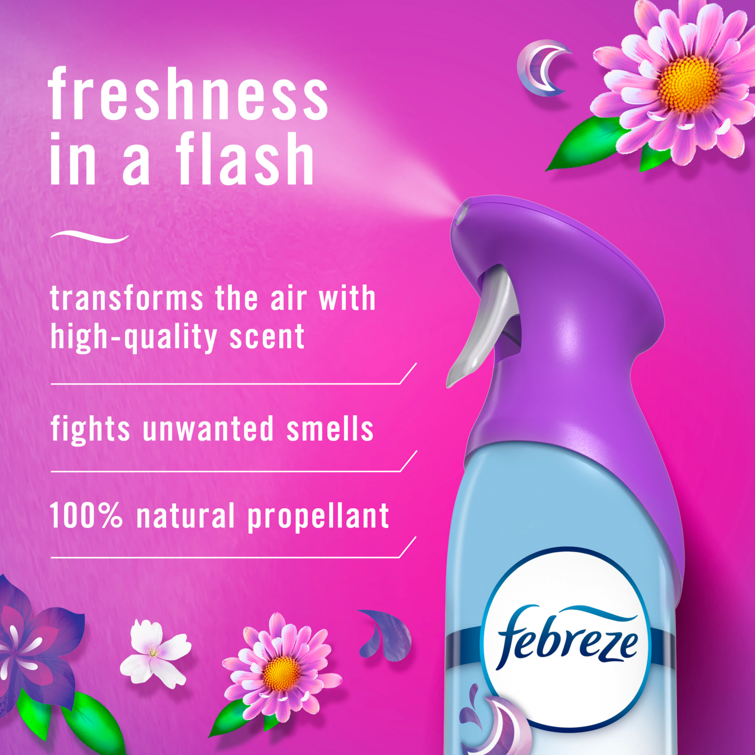slide 6 of 8, Febreze Air Freshener Spray, Odor-Fighting Room Spray, Gain Moonlight Breeze Scent, 8.8oz, 2 Count, 2 ct