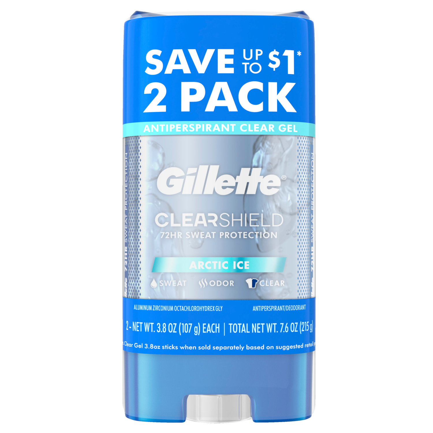 slide 3 of 5, Gillette Clear Gel Antiperspirant and Deodorant for Men Artic Ice Scent Twin Pack - 2 of 3.8oz, 2 ct