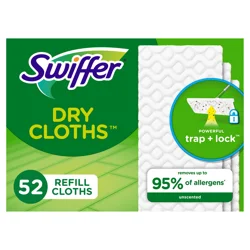 Swiffer Sweep + Mop, Dry Pads Refill, Floor Cleaner, Cleaning Cloths, Unscented, 52ct