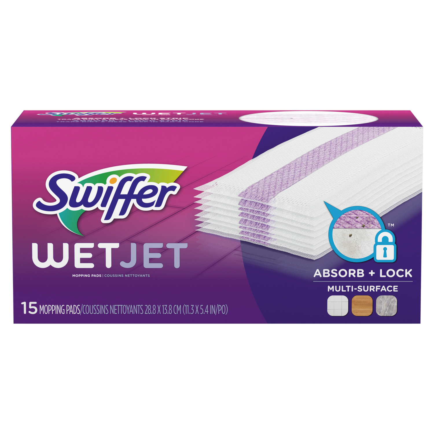 slide 6 of 8, Swiffer Wet Jet Mop Cleaning Pads Refill, Floor Cleaner for Mopping Wood, Laminate, Tile, 15ct, 15 ct