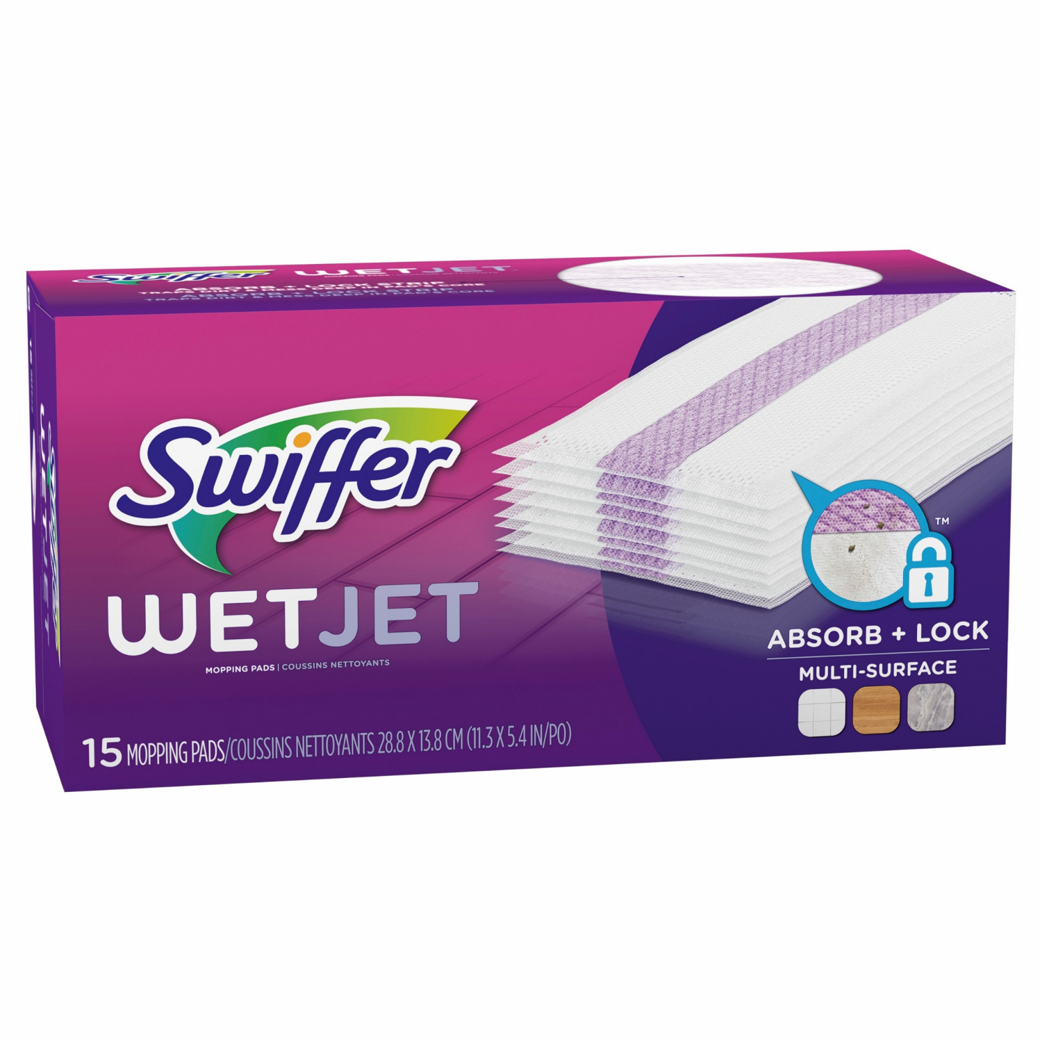slide 7 of 8, Swiffer Wet Jet Mop Cleaning Pads Refill, Floor Cleaner for Mopping Wood, Laminate, Tile, 15ct, 15 ct