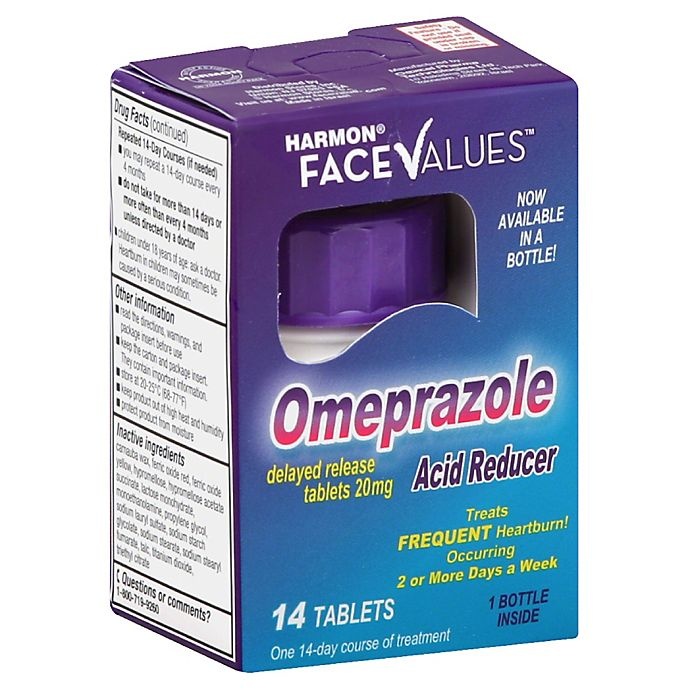 slide 1 of 1, Harmon Face Values Omeprazole Delayed Release Acid Reducer Tablets, 14 ct