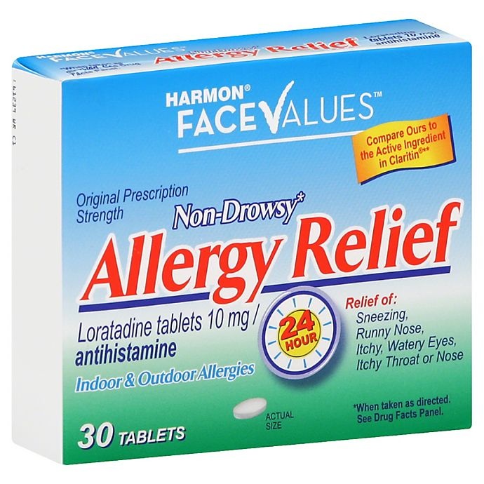 slide 1 of 1, Harmon Face Values Non Drowsy Allergy Relief Tablets, 30 ct