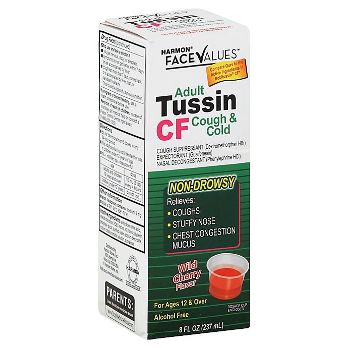 slide 1 of 1, Harmon Face Values Tussin PE Cough & Cold Syrup - Wild Cherry Flavor, 8 oz