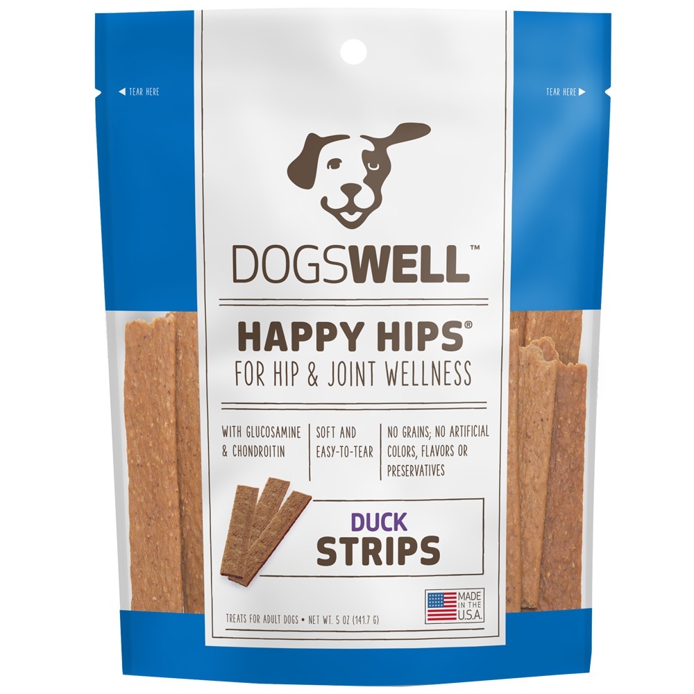 slide 1 of 1, Dogswell Duck Happy Hips Strips, 5 oz