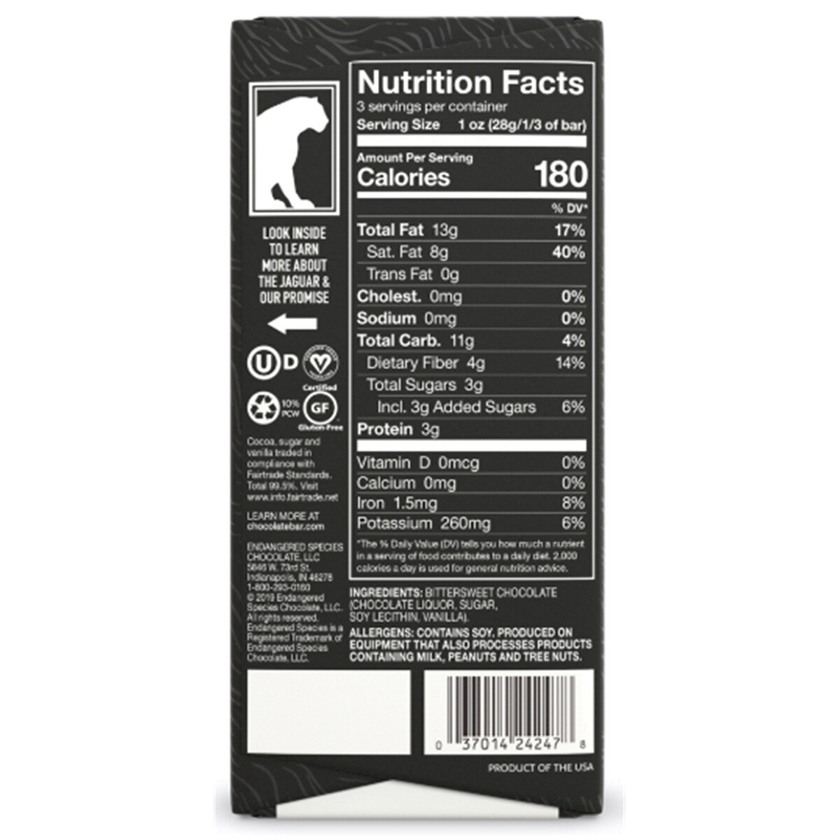 slide 2 of 2, Endangered Species 88% Cocoa Extreme Dark Dark Chocolate 3 oz, 3 oz