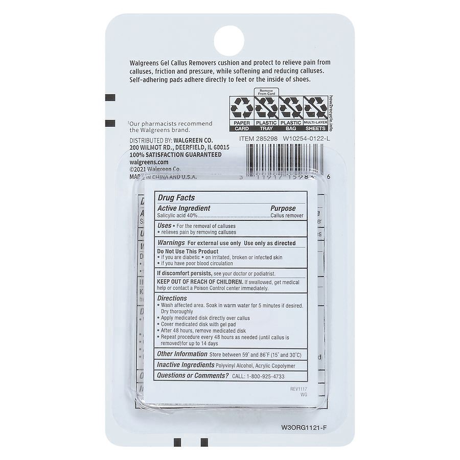 slide 5 of 5, Walgreens Medicated Gel Callus Removers, 4 ct