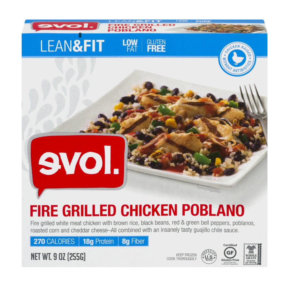 slide 1 of 5, Evol Lean & Fit Fire Grilled Chicken Poblano, 9 oz