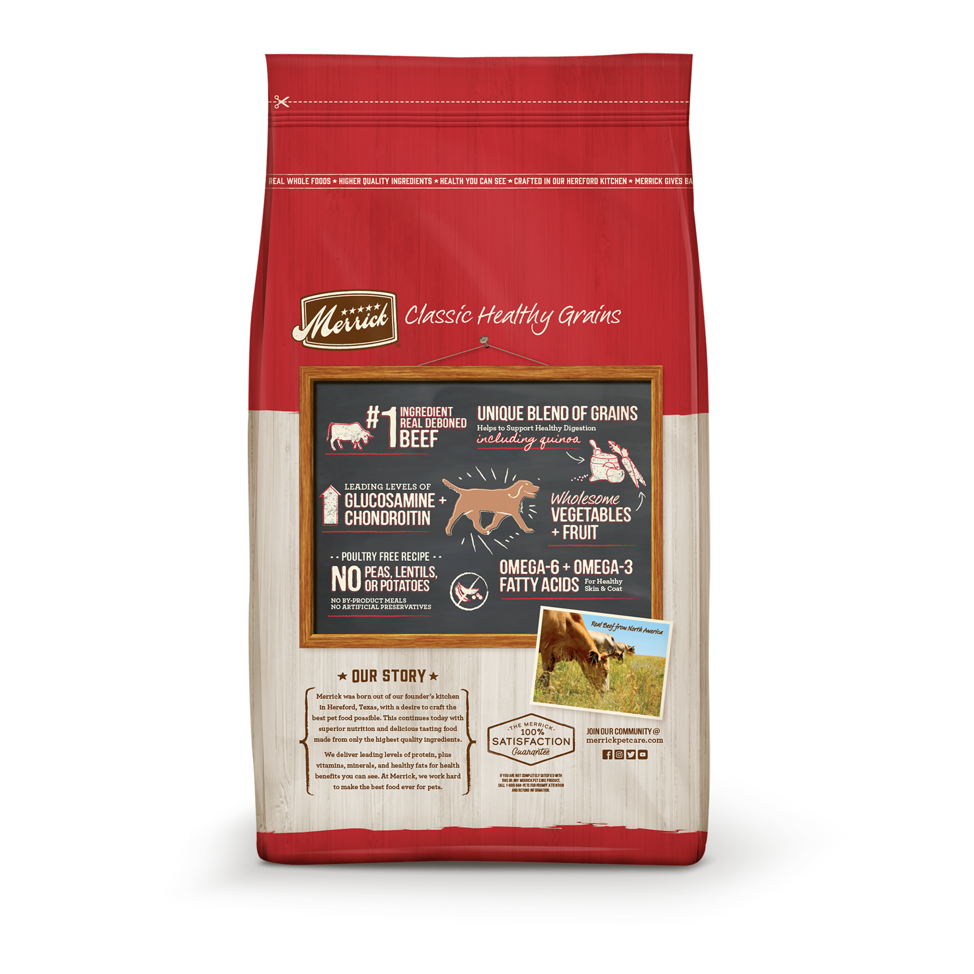 slide 3 of 5, Merrick Healthy Grains Premium Adult Dry Dog Food, Wholesome And Natural Kibble With Beef And Brown Rice, 12 lb