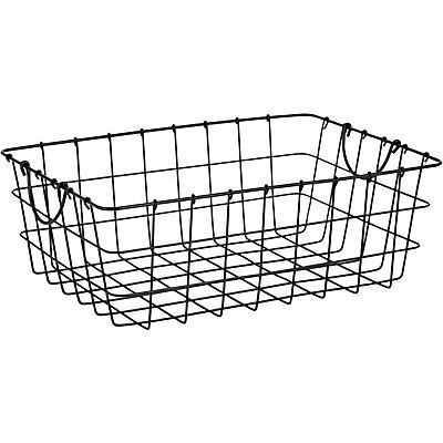 slide 1 of 1, our goods Metal Wire Rectangle Storage Basket - Black, MED