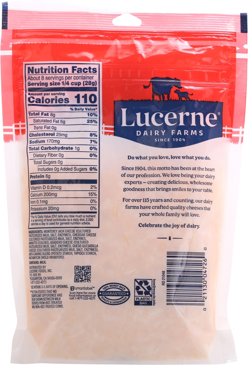 slide 4 of 9, Lucerne Dairy Farms Cheese Finely Shredded Mexican Four Blend,
