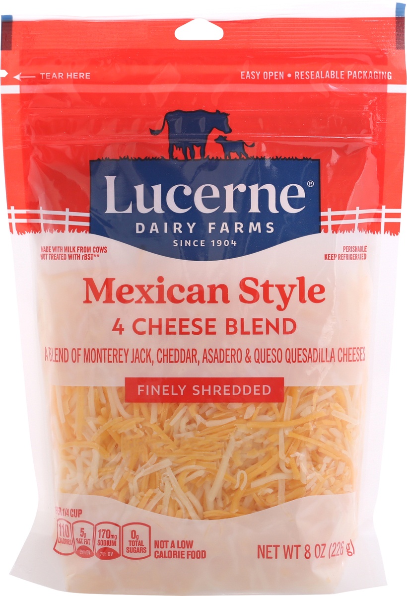 slide 6 of 9, Lucerne Dairy Farms Cheese Finely Shredded Mexican Four Blend,