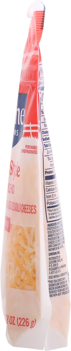 slide 8 of 9, Lucerne Dairy Farms Cheese Finely Shredded Mexican Four Blend,