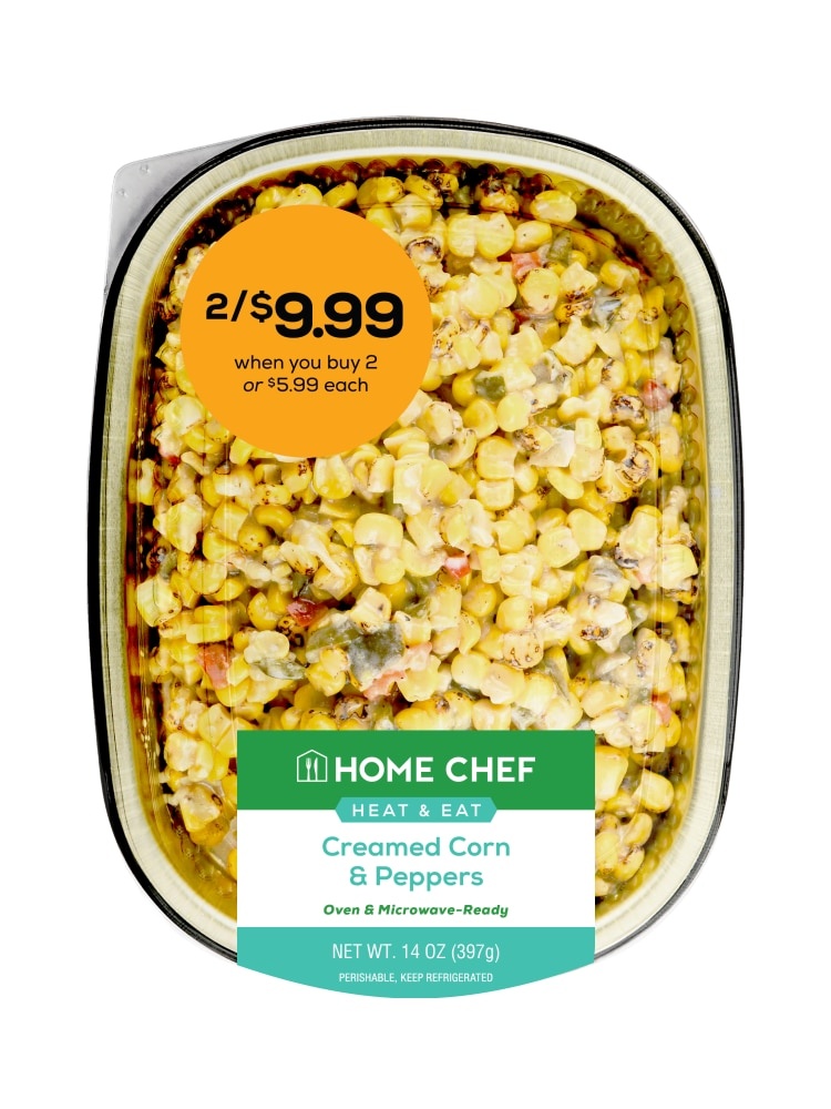 slide 1 of 1, Home Chef Heat & Eat Creamed Corn & Peppers, 14 oz