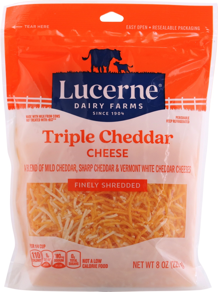 slide 6 of 9, Lucerne Dairy Farms Lucerne Cheese Finely Shredded Triple Cheddar - 8 Oz, 