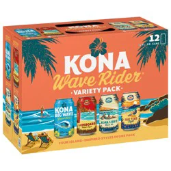 Kona Brewing Co.. Liquid Aloha Wave Rider Beer Variety Pack - 12 x 12 fl oz Cans