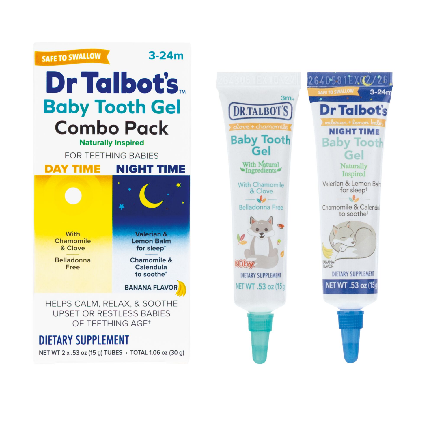 slide 1 of 5, Nuby Dr Talbots Day/Night Baby Tooth Gel, 1 ct