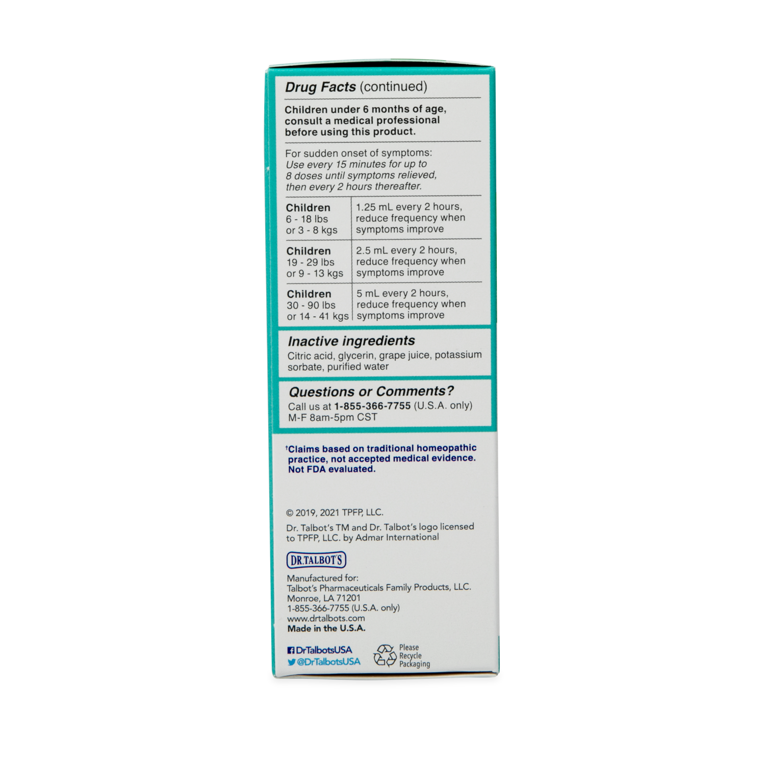 slide 2 of 3, Dr. Talbot's Infant Daily Allergy Relief with Cell Salts 4 fl oz, 4 fl oz