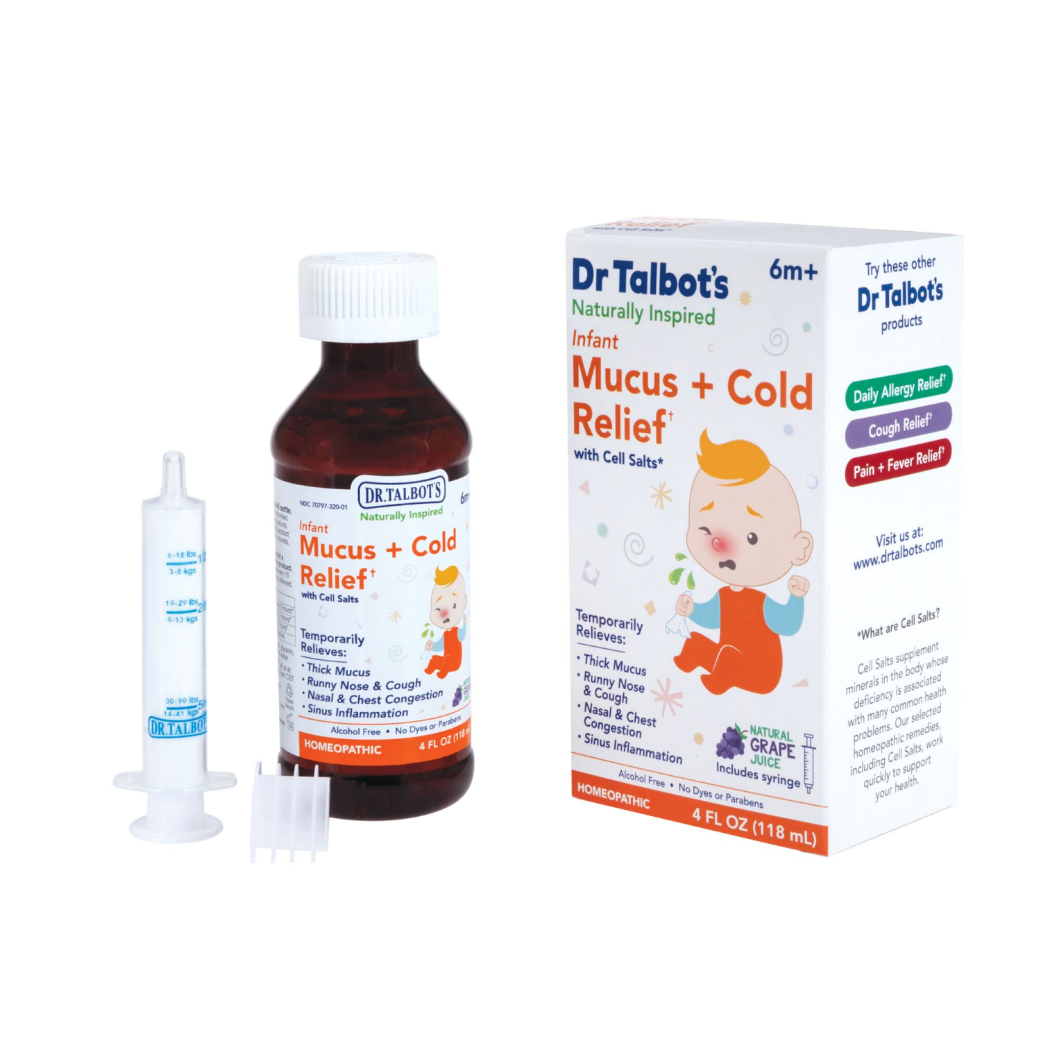 slide 3 of 3, Dr. Talbot's 6m+ Infant Natural Grape Juice Mucus + Cold Relief with Cell Salts 4 fl oz, 4 fl oz