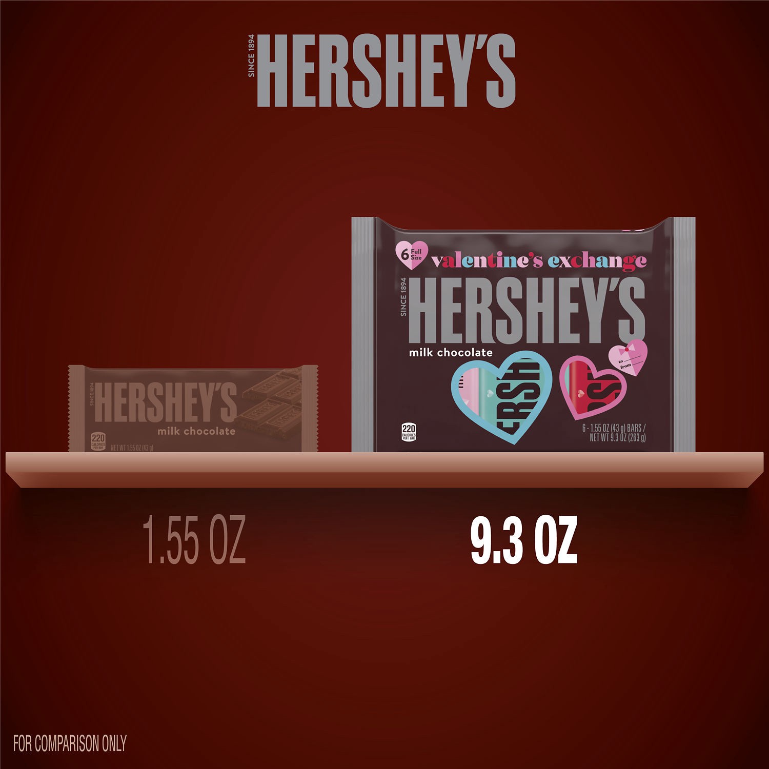 slide 2 of 8, Hershey's Valentine's Exchange Milk Chocolate Bars, 6 ct; 1.55 oz