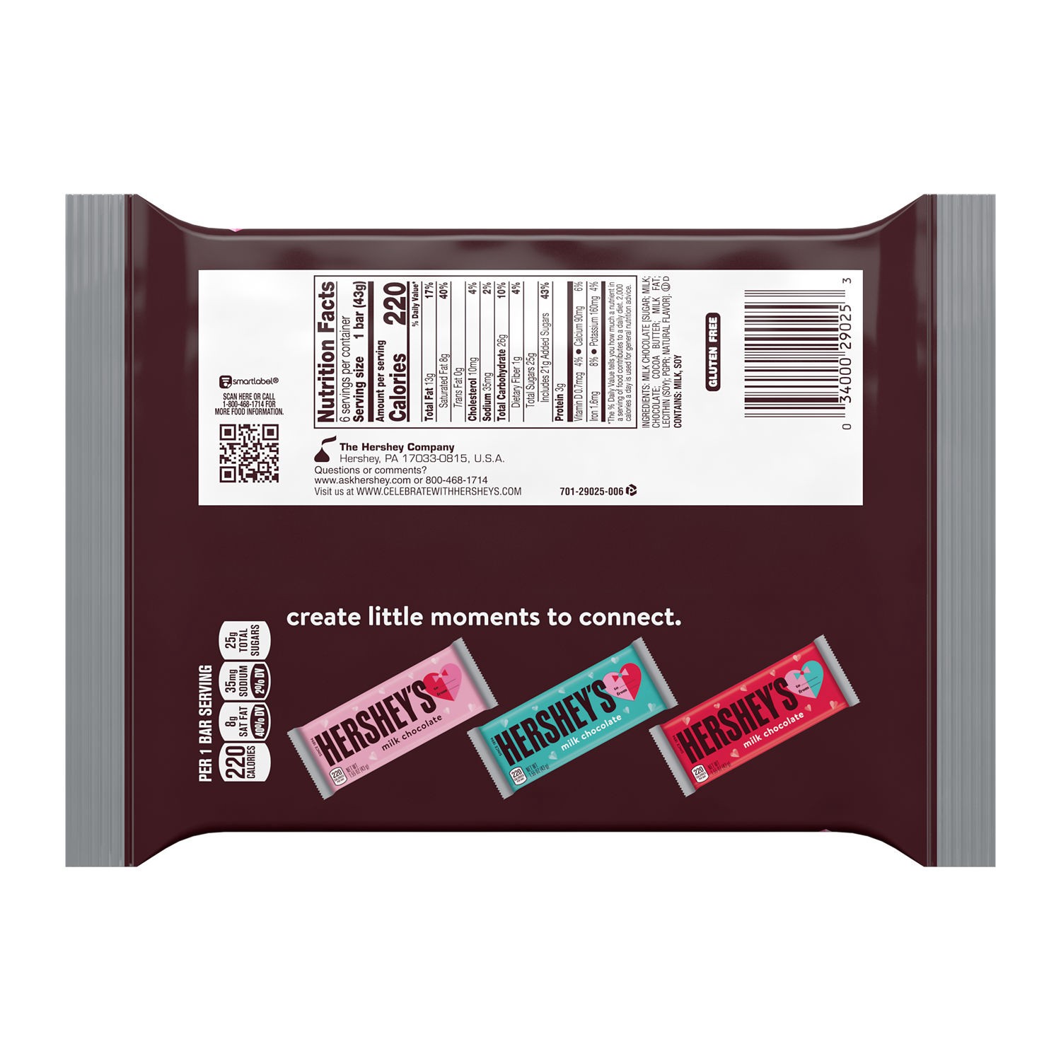 slide 8 of 8, Hershey's Valentine's Exchange Milk Chocolate Bars, 6 ct; 1.55 oz