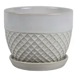 Trendspot 6IN Acorn Bell White Ceramic Planter