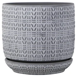 Trendspot Ropecraft Ceramic Planter, Grey, 8 in