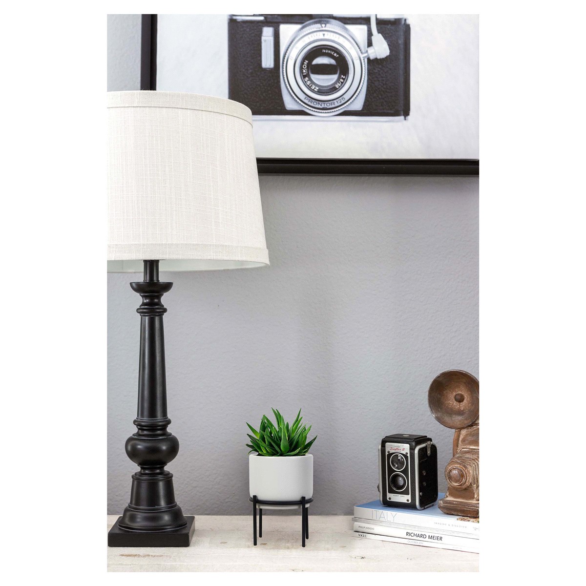 slide 2 of 2, Trendspot 4in Brenna White Ceramic Planter with Stand, 4 in