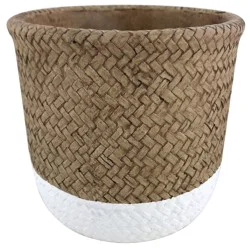 6in Reed Planter White Natural
