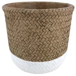 6in Reed Planter White Natural