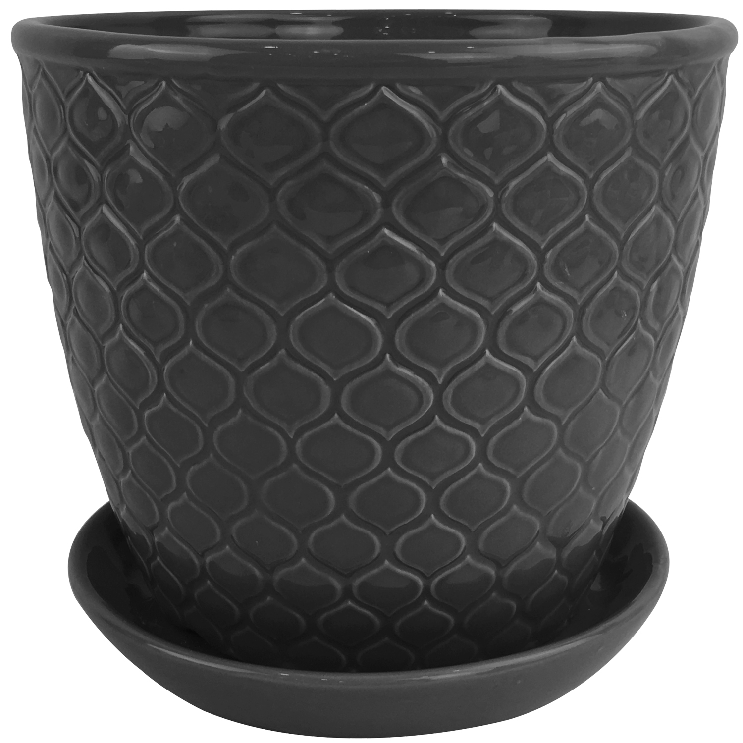 slide 1 of 1, 8in Ventura Ceramic Planter, Charcoal Gray, 8 in